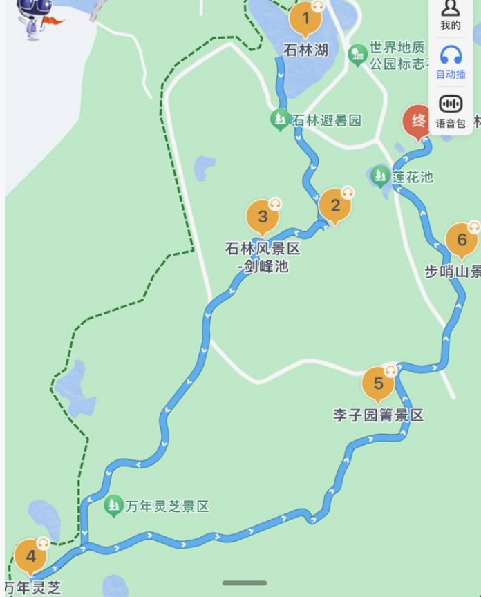 石林风景区游览路线图片