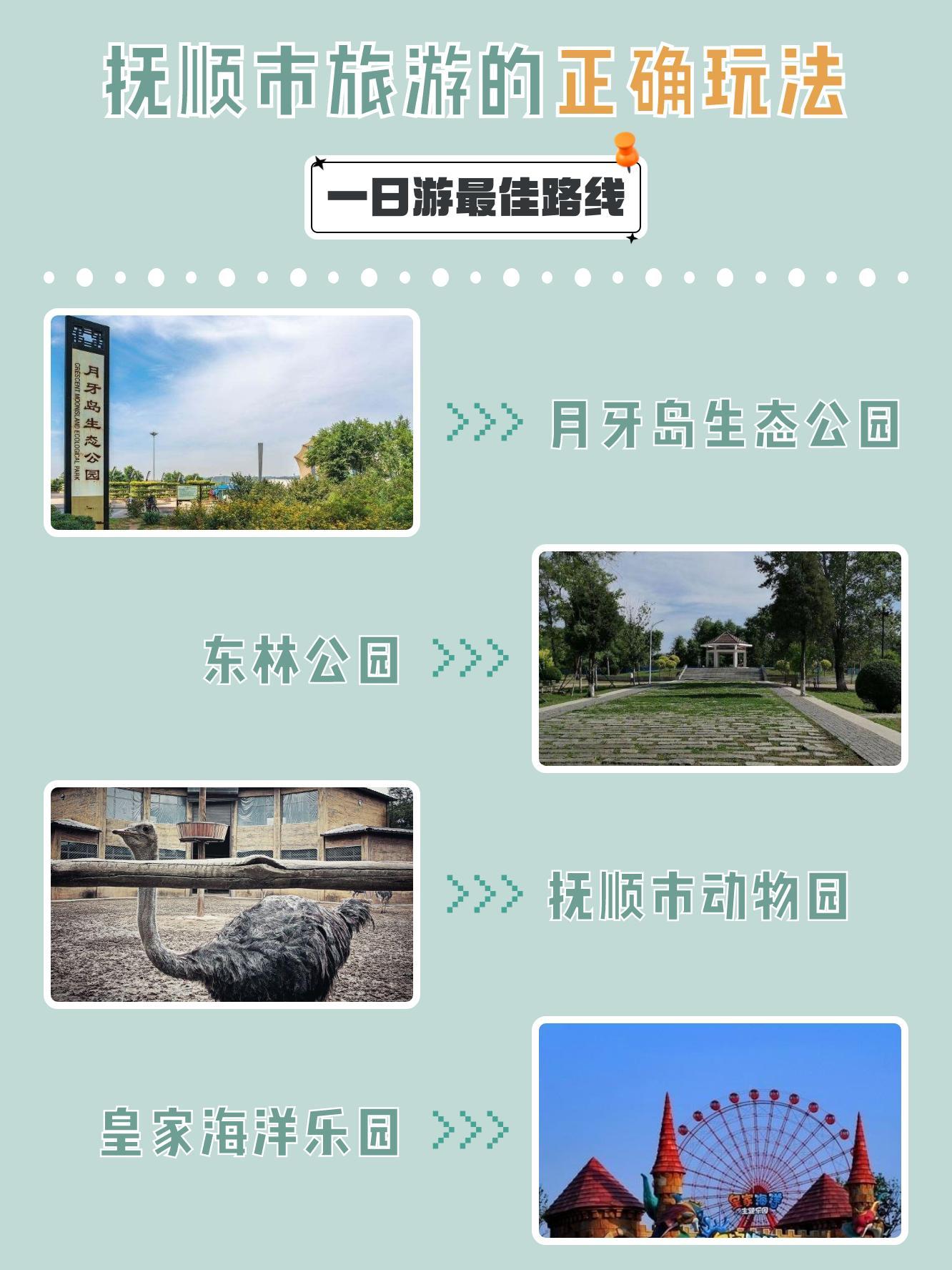 抚顺月牙岛公园路线图图片