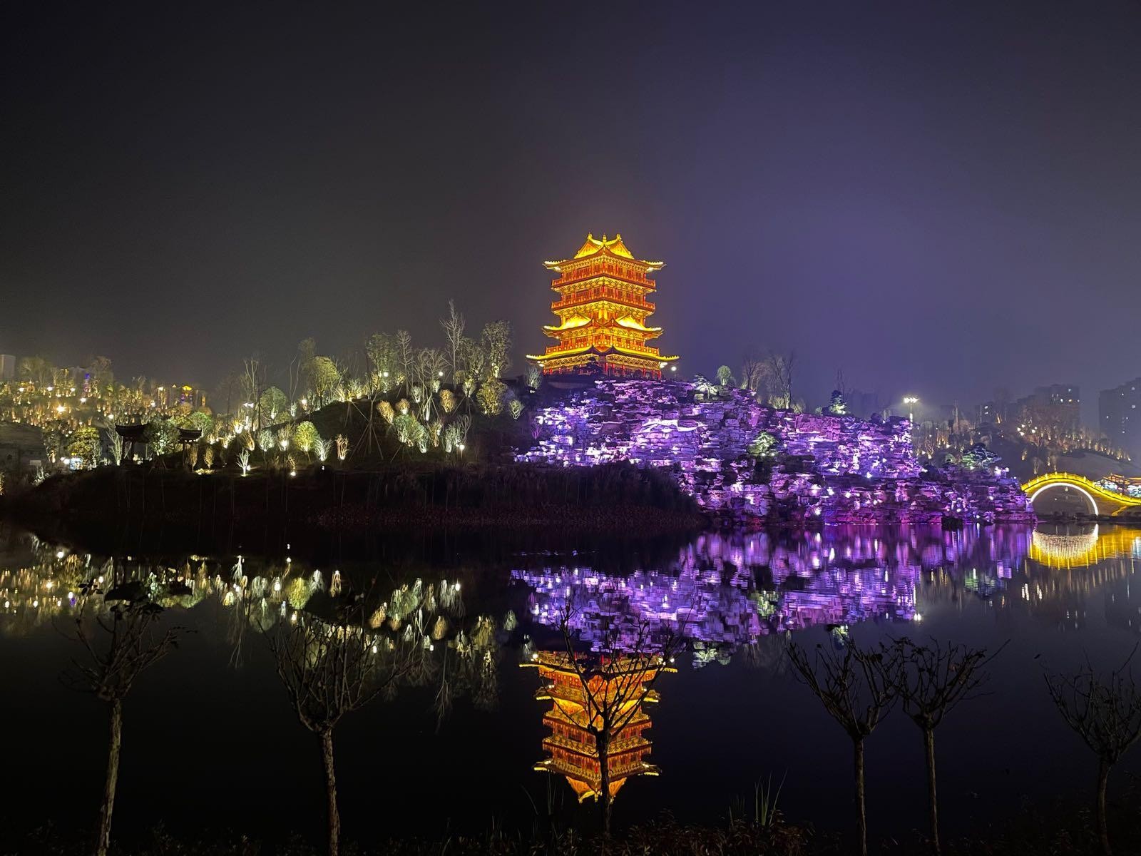 大足香国公园夜景图片图片