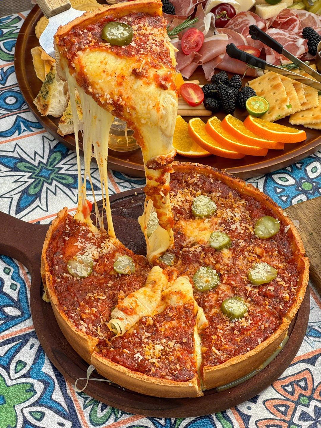 超级碗披萨,芝士拉丝超长,让你停不下来97